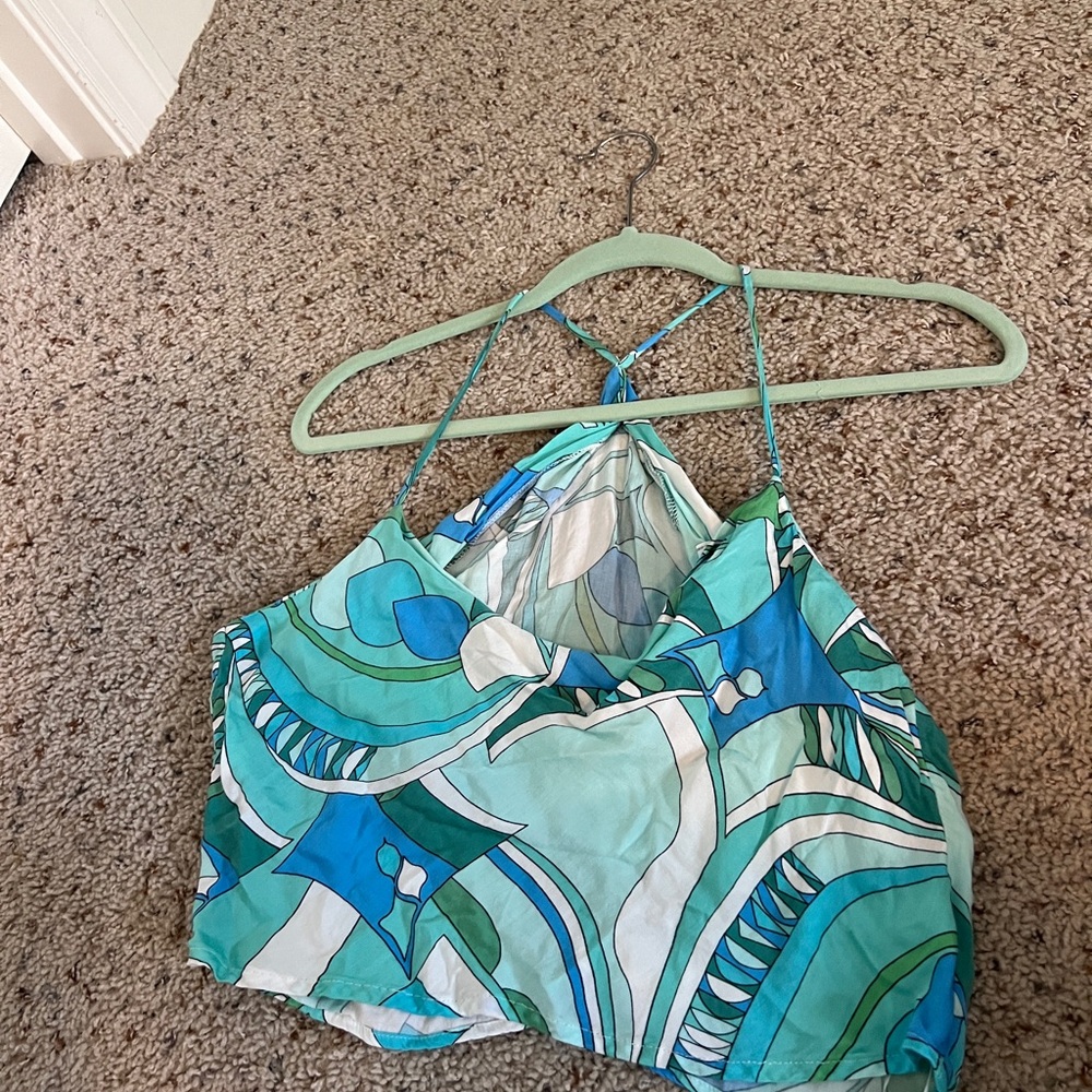 Vestique Tropical Blue and Green Top